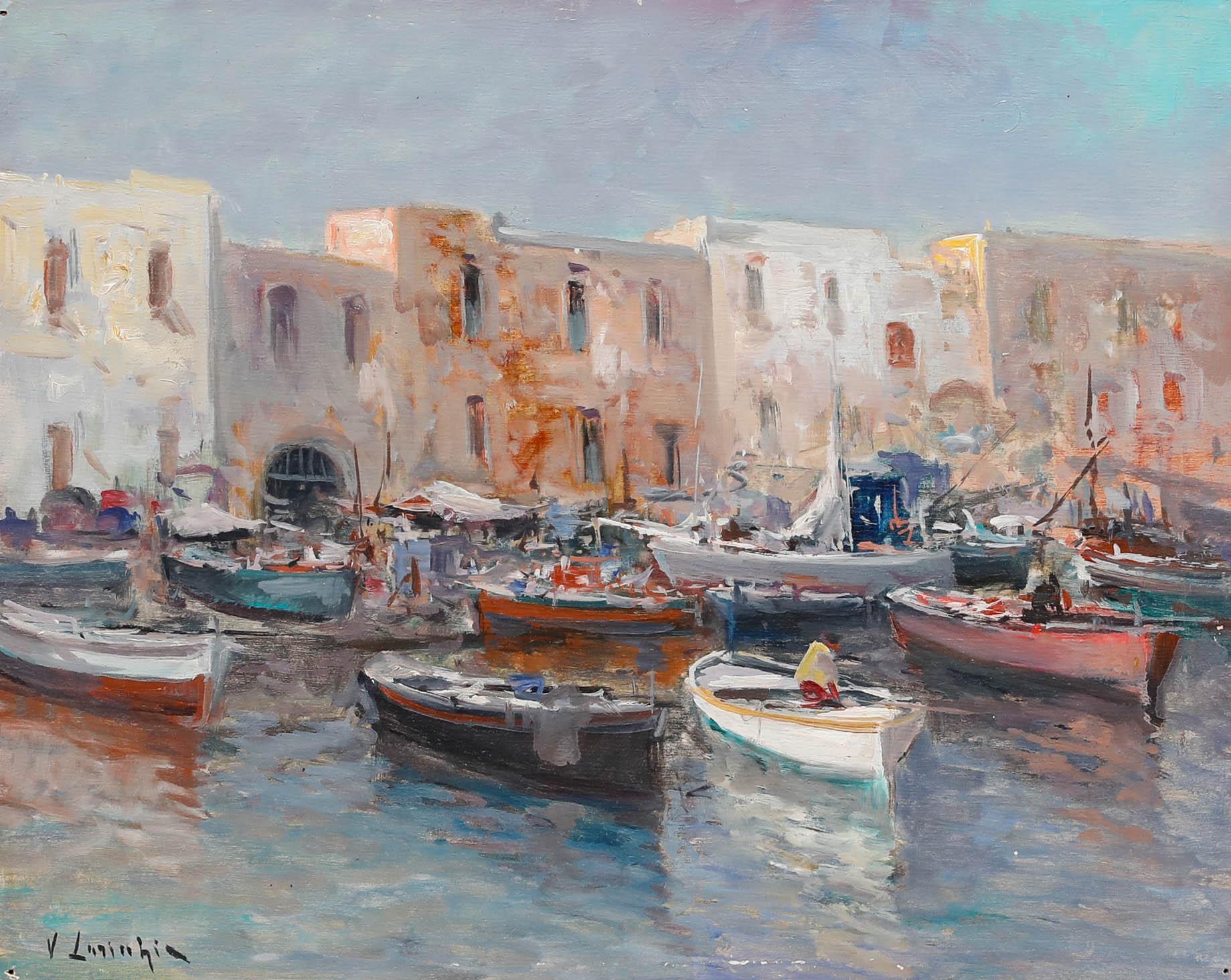 Vincenzo Laricchia (nato nel 1940) - Olio contemporaneo, Napoli in Technicolour in vendita 1