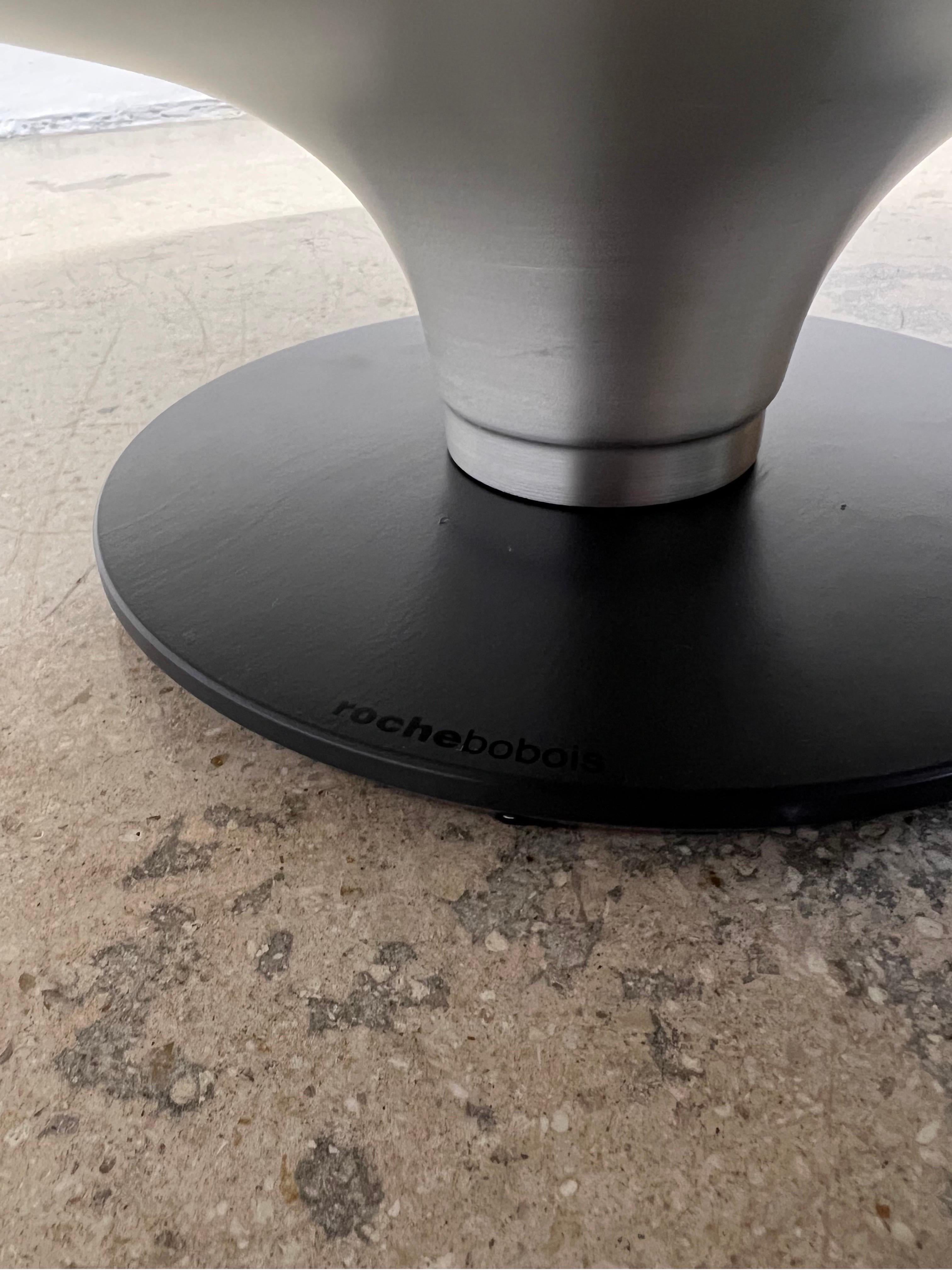 Aluminum Vincenzo Maiolino Ovni Ø.70 Cocktail Table with Smoked Glass for Roche Bobois