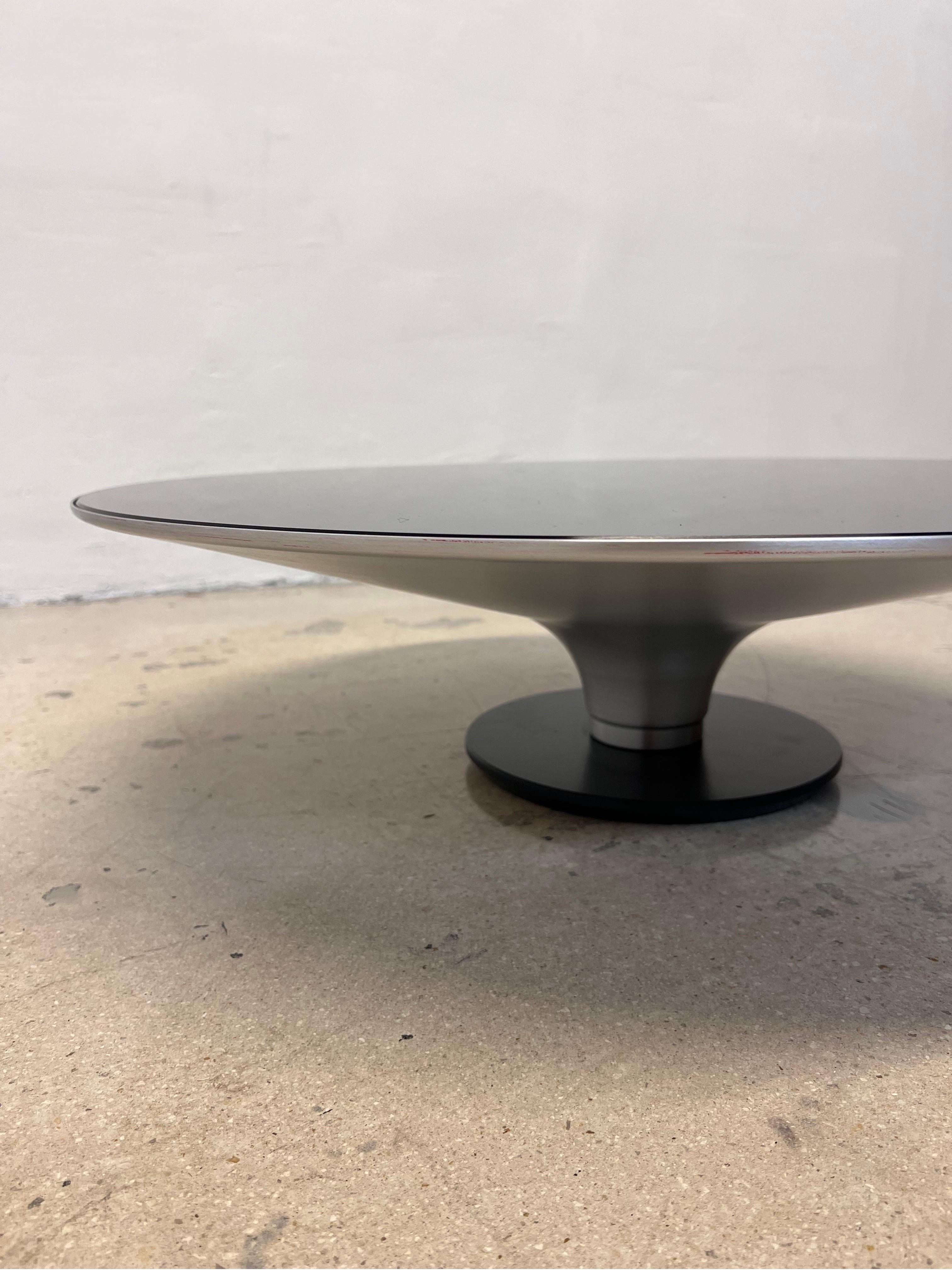 Modern Vincenzo Maiolino Ovni Ø.70 Cocktail Table with Smoked Glass for Roche Bobois