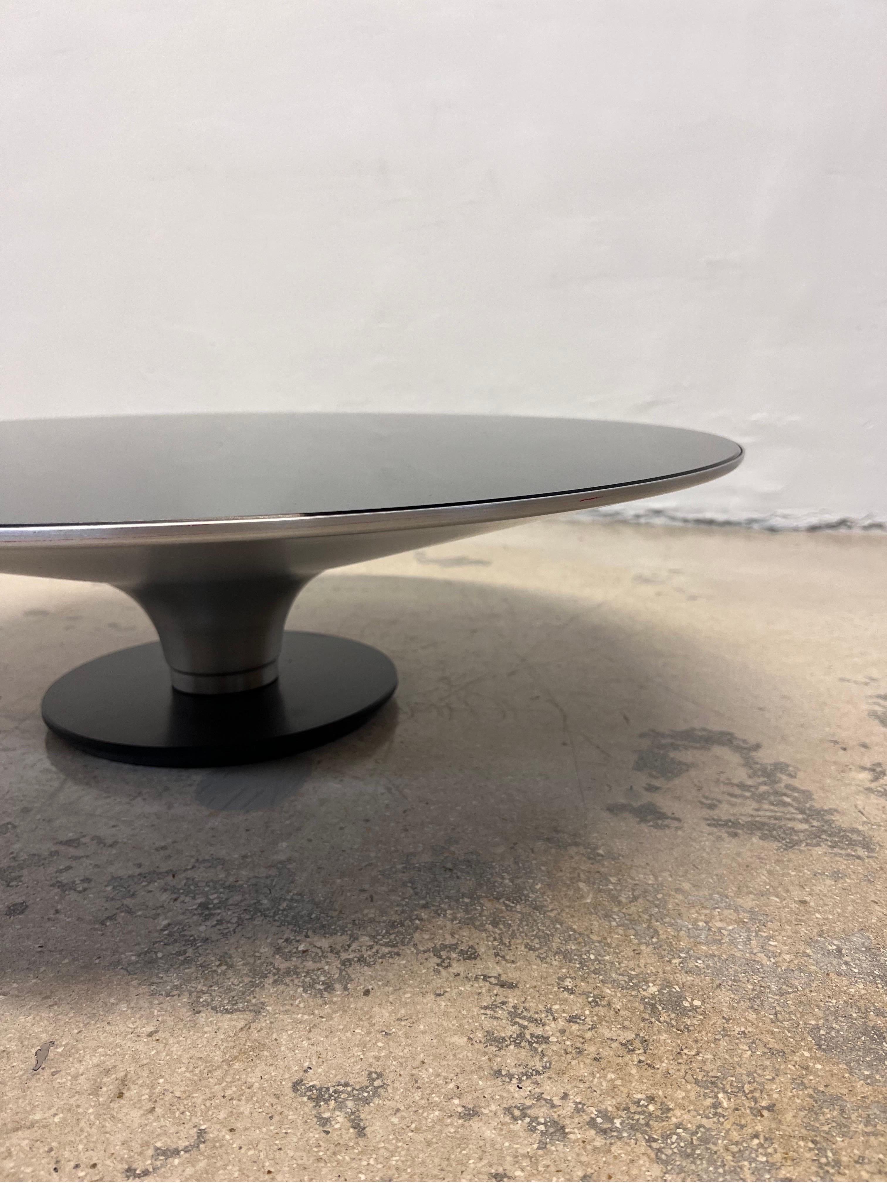 20th Century Vincenzo Maiolino Ovni Ø.70 Cocktail Table with Smoked Glass for Roche Bobois