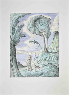 Diana Goddess - Etching by Vincenzo Maugeri - 1990s