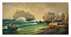 ISCHIA -Escuela de Posillipo - Paisaje italiano Pintura al óleo sobre lienzo
