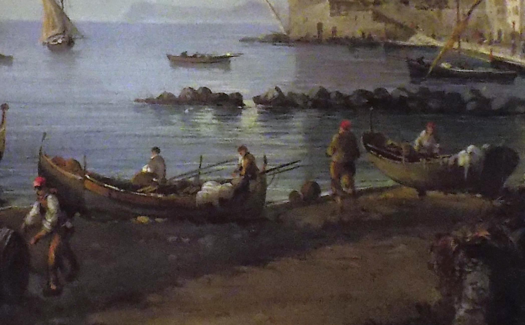 NAPLES - École Posillipo - Peinture de paysage italienne à l'huile sur toile - Marron Landscape Painting par Vincenzo Montella