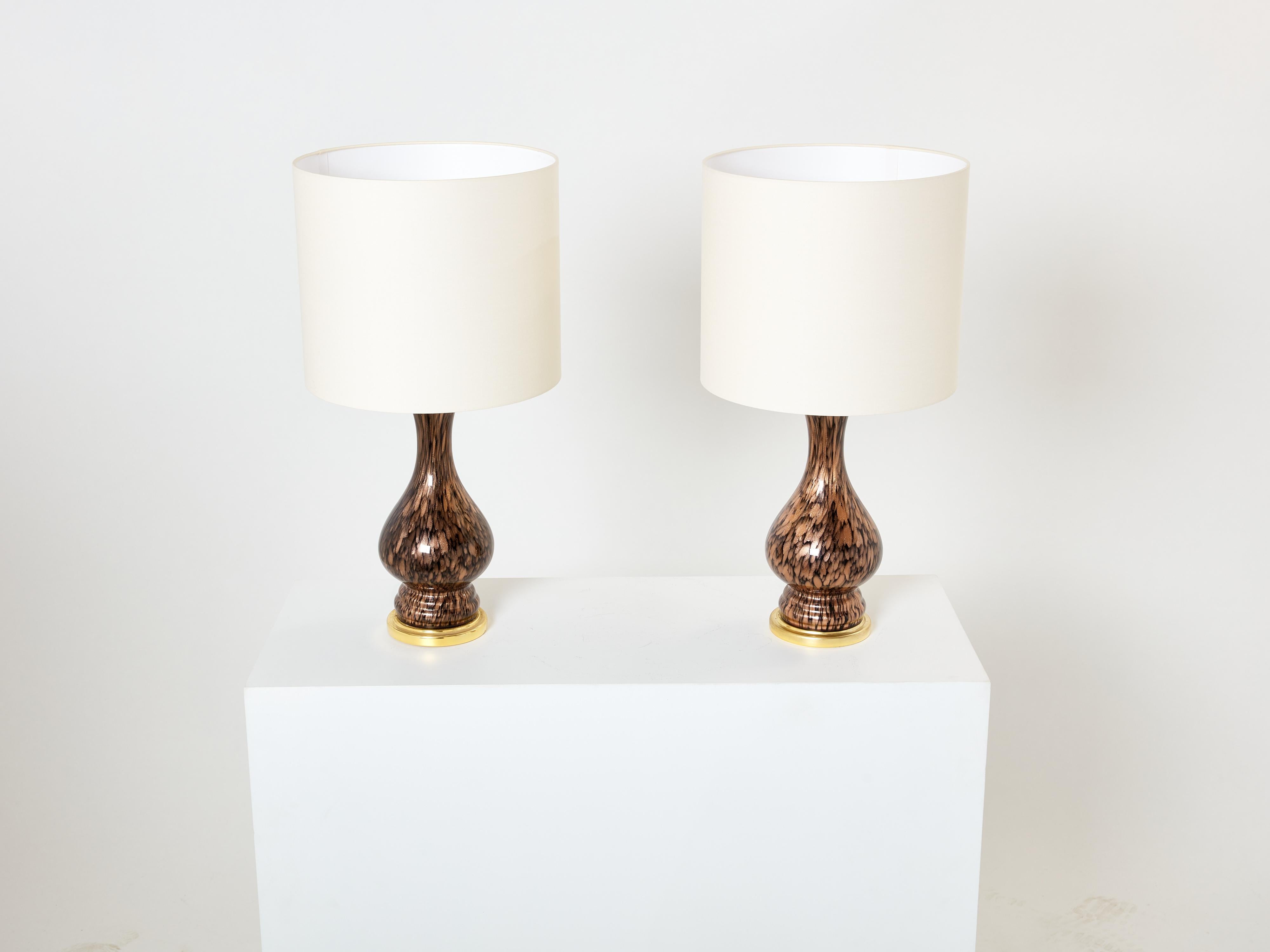 Italian Vincenzo Nason Avventurina Murano Glass Table Lamps 1960s For Sale