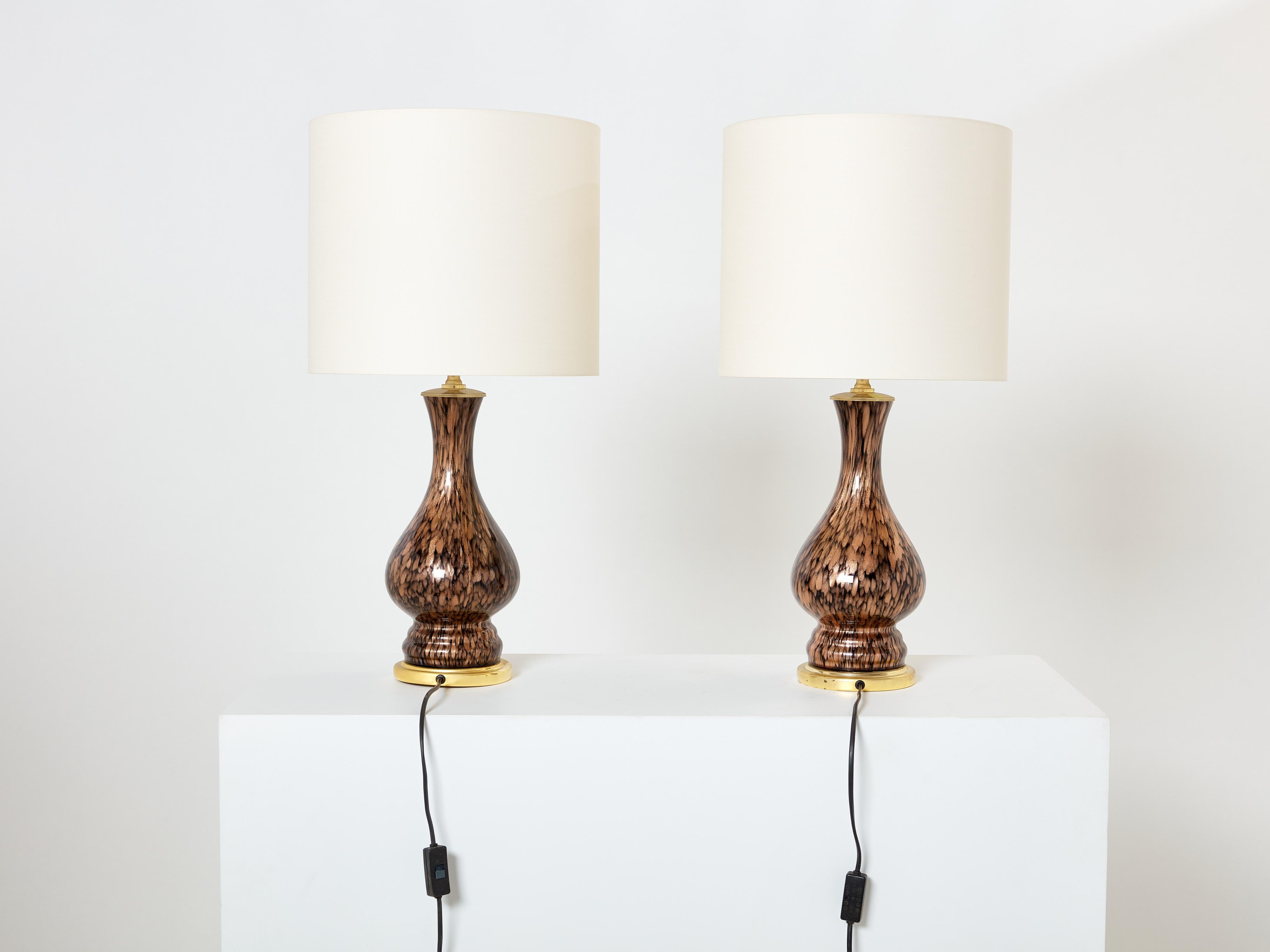 Vincenzo Nason Avventurina Murano Glass Table Lamps 1960s For Sale 1