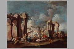 18th Century By Vincenzo Re Healing the Paralytic Oil on Canvas