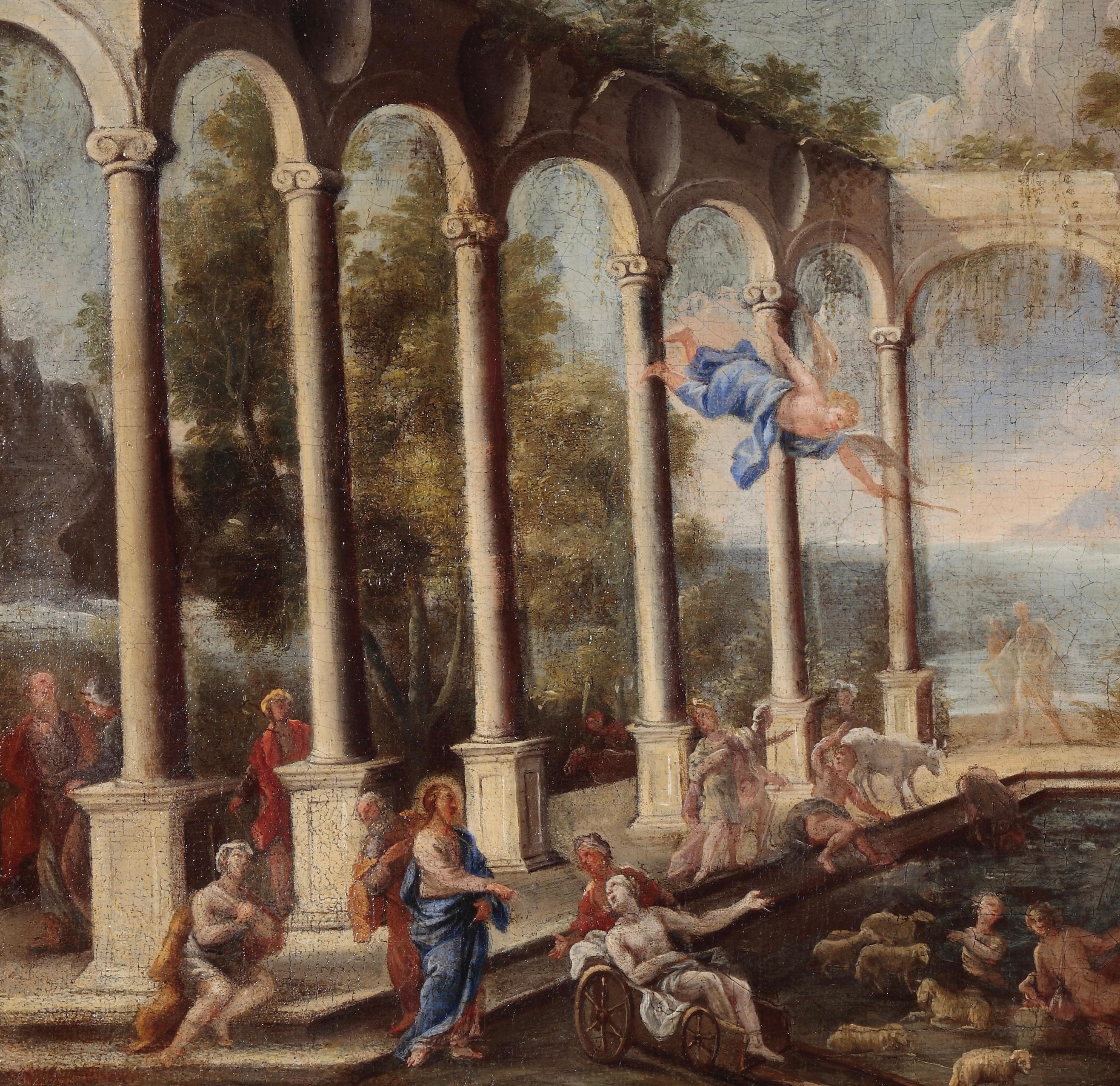 18th Century By Vincenzo Re The Pool of Bethesda Oil on Canvas For Sale 1