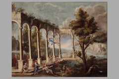 18th Century By Vincenzo Re The Pool of Bethesda Oil on Canvas