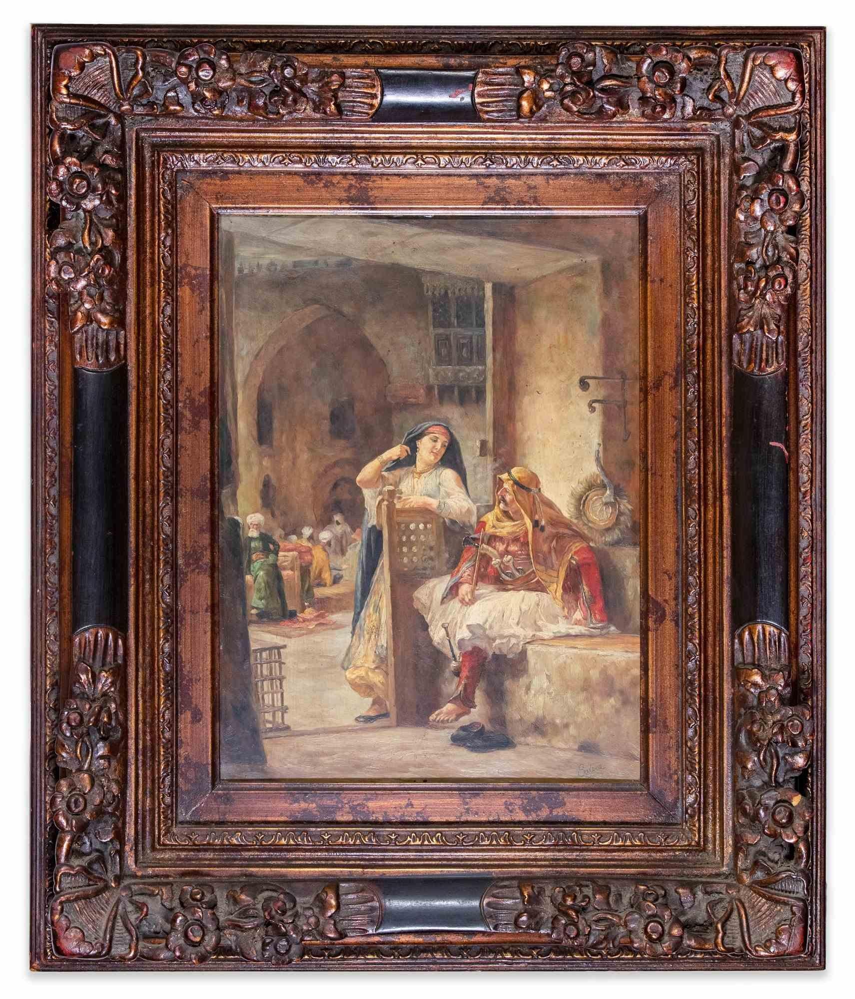 Orientalist scen -  Oil on Canvas by Vincenzo Salvia - 19th Century