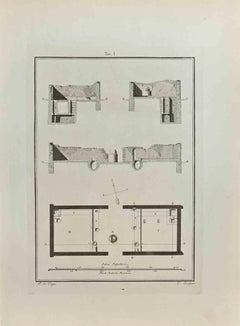 Architectural Roman Map - Etching by Vincenzo Scarpati - 18th Century