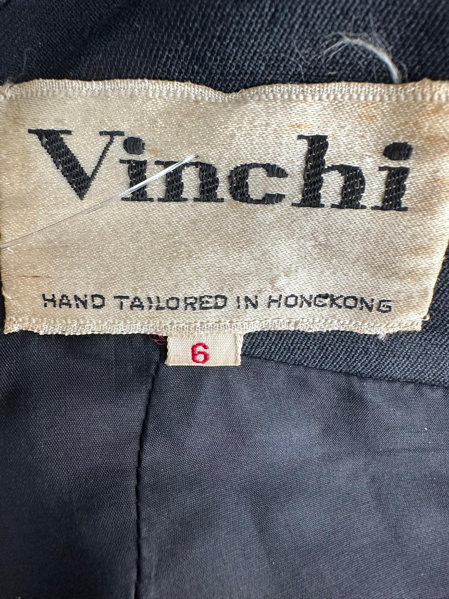Vinchi Demi Couture Black Silk Hand Rolled Petal Evening Dress 1960s Hong Kong For Sale 11