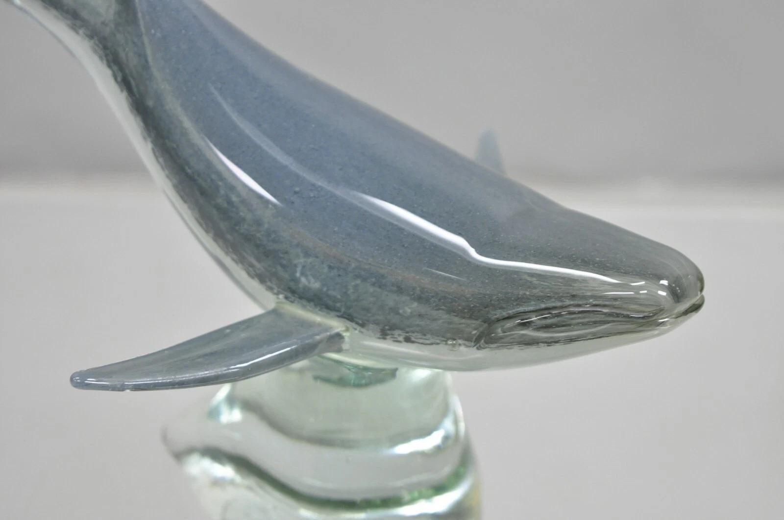 Vinci by Dynasty Glass Sculpture moderne de baleine à bosse de 12 po en vente 3