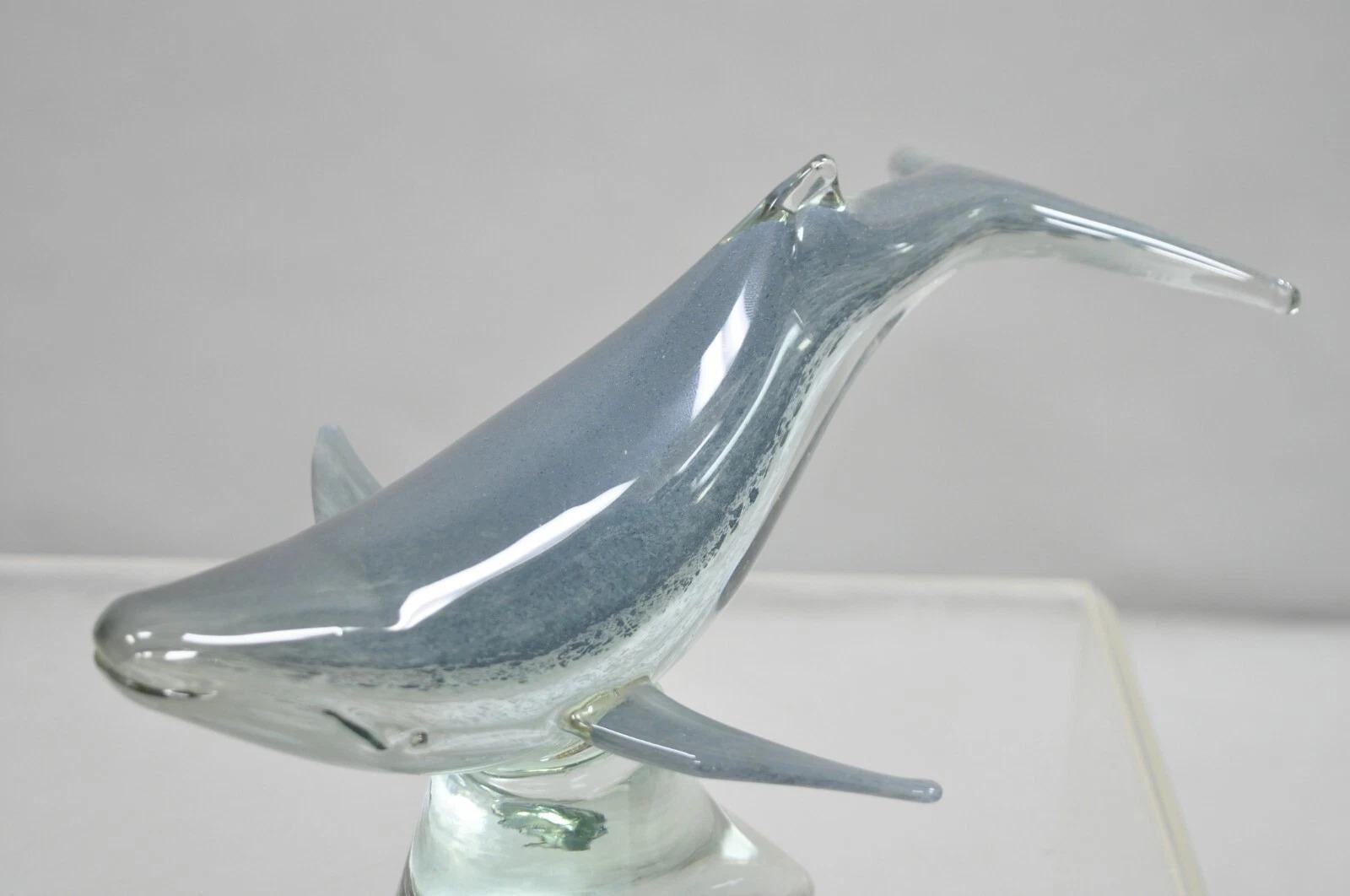 Vinci by Dynasty Glass Sculpture moderne de baleine à bosse de 12 po en vente 4