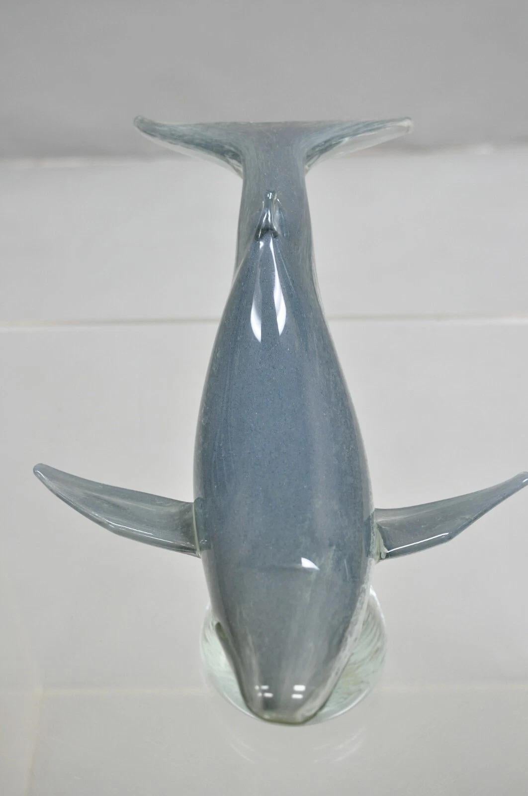 Vinci by Dynasty Glass Sculpture moderne de baleine à bosse de 12 po en vente 2