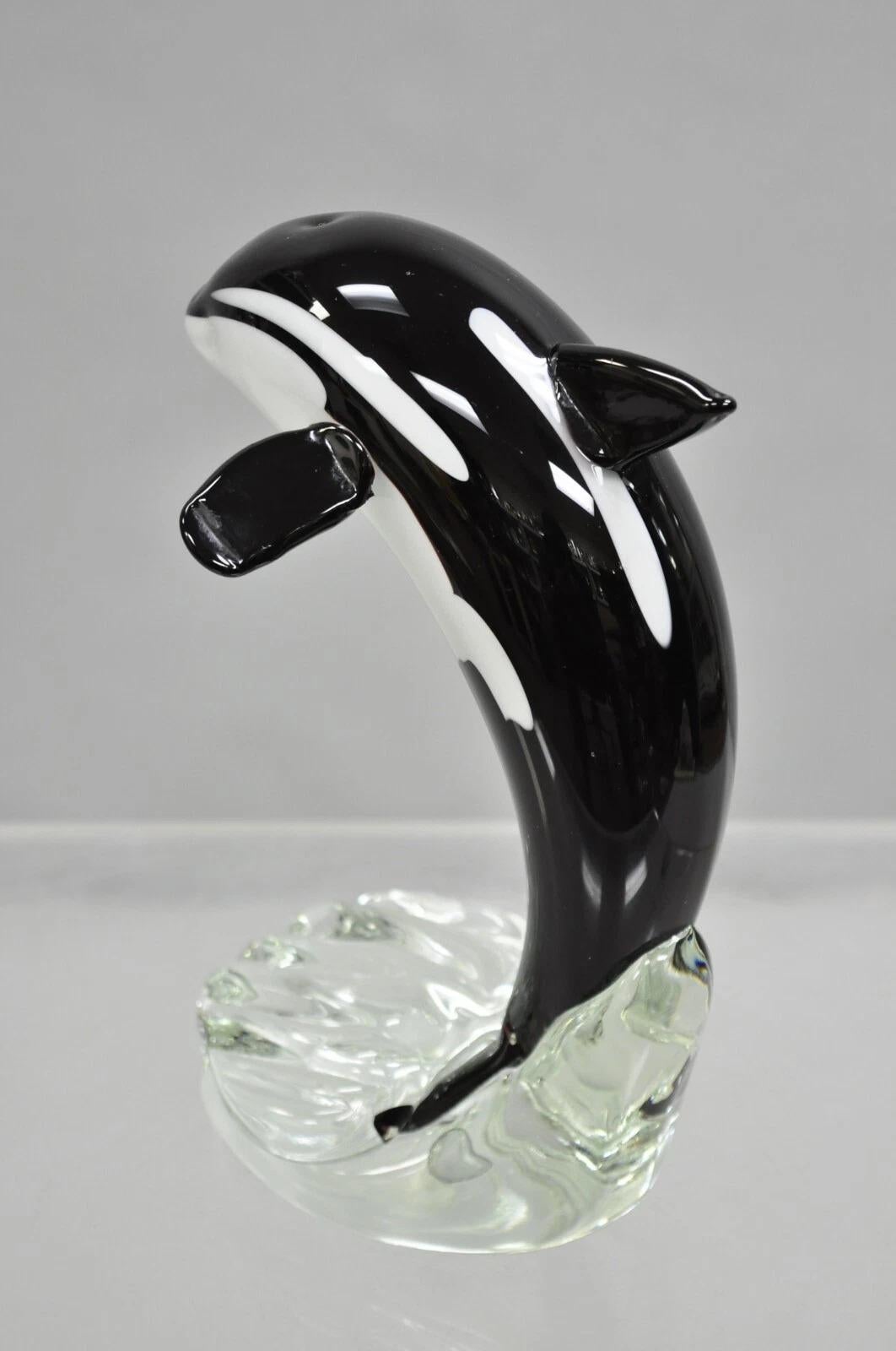 Vinci by Dynasty Glass Escultura orca moderna de 9 pulgadas Moderno en venta