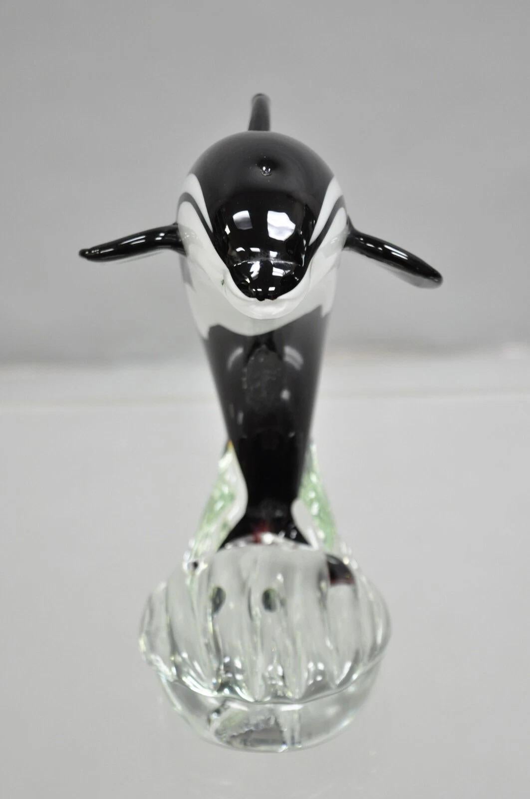 Vinci by Dynasty Glass Escultura orca moderna de 9 pulgadas Vidrio en venta