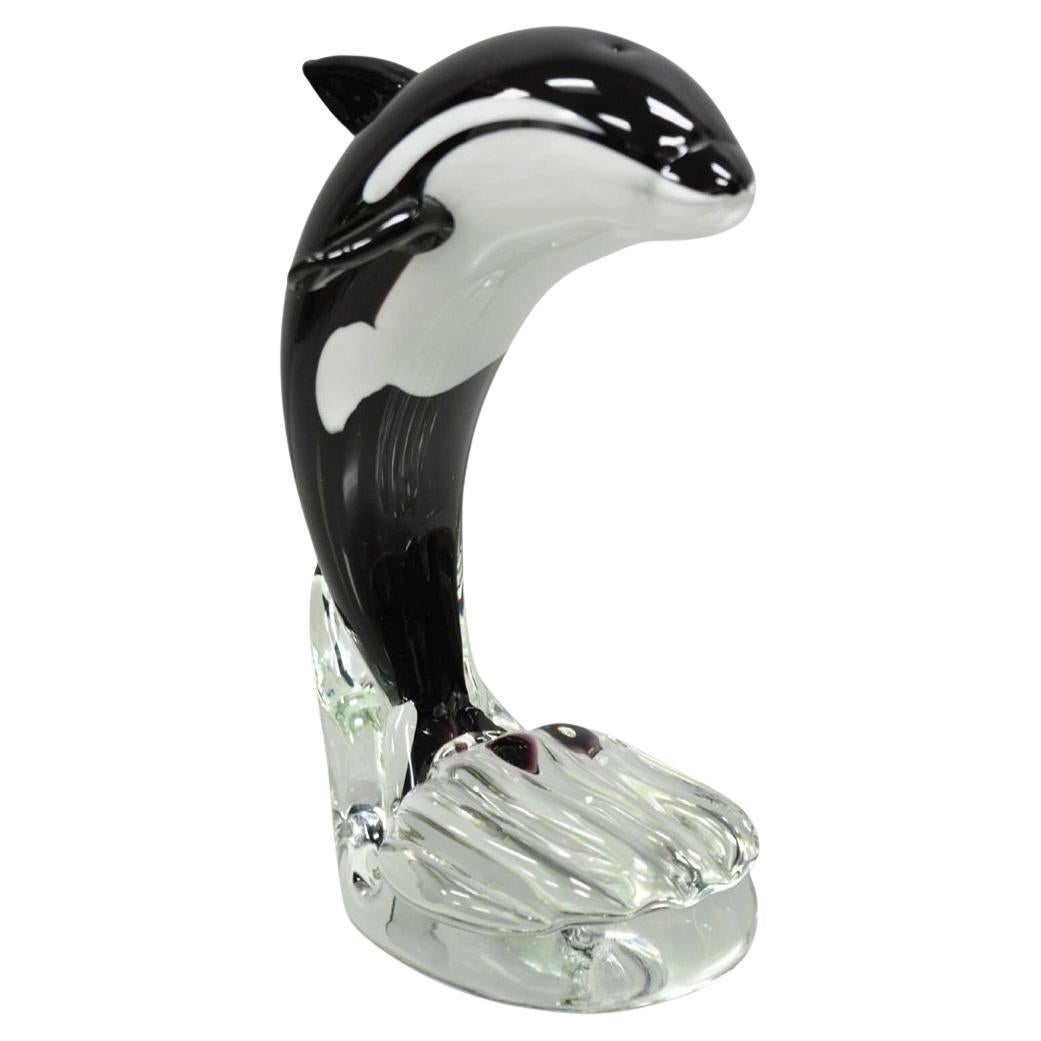 Vinci by Dynasty Glass 9" Modern Orca Killer Whale Sculpture