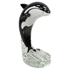 Vinci by Dynasty Glass 9" Modern Orca Killer Whale Sculpture