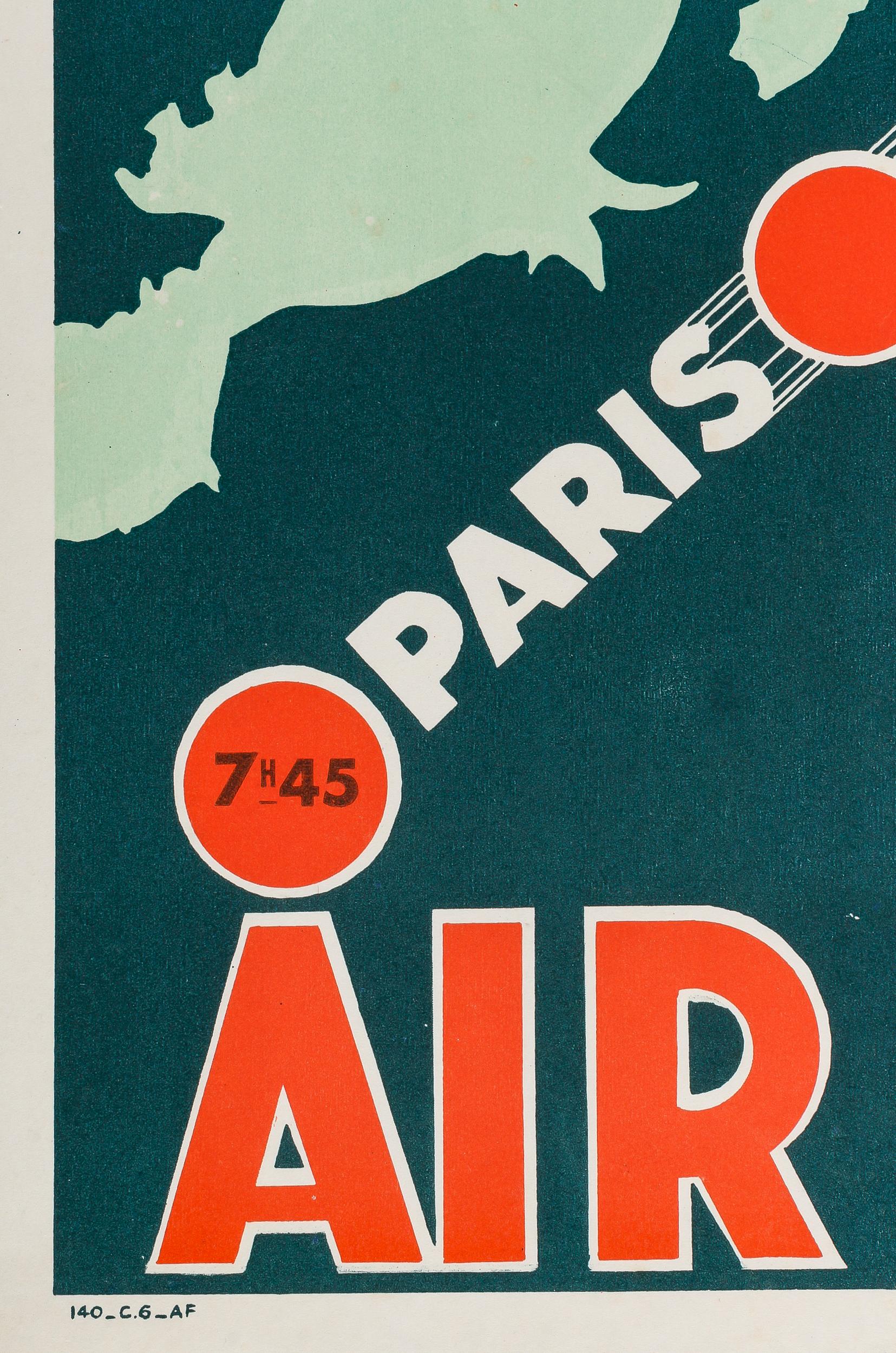 Air France poster created by Vinci in 1935 to promote tourism between Paris and Northern Europe.

Artist: Vinci
Title:  Air France – Paris - Stockholm
Date: 1935
Size: 12 x 19.8 in. / 30.5 x 50.3 cm
Printer: Alepée et Cie - Paris
Materials and