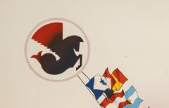 Vinci, Original Air France Poster, Woman World Earth Travel Flags, Art Deco 1937