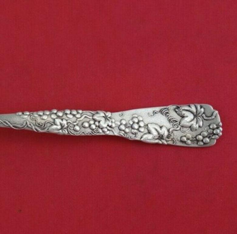 Sterling silver berry spoon leaf shape gold washed with grapes 8 3/4