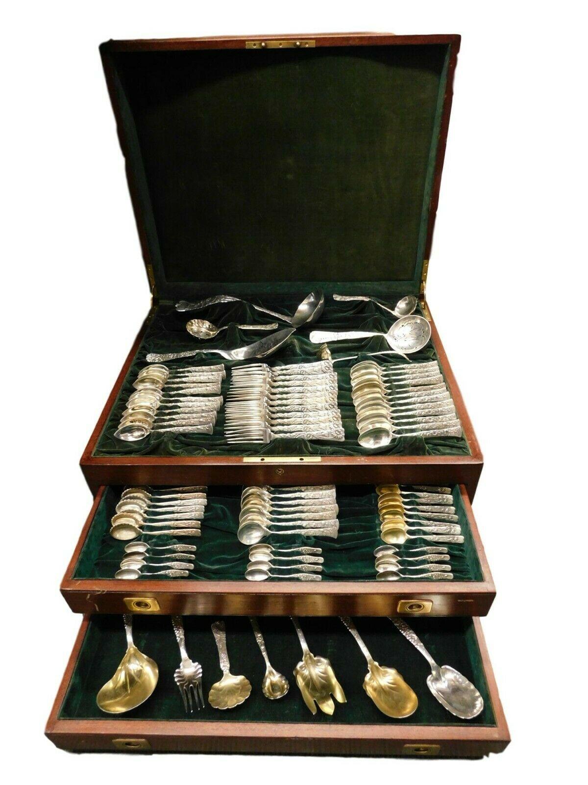 Incredible vine by Tiffany & Co. sterling silver flatware set - 109 pieces. This set includes:

12 tea knives, pomegranate motif, 7 1/4