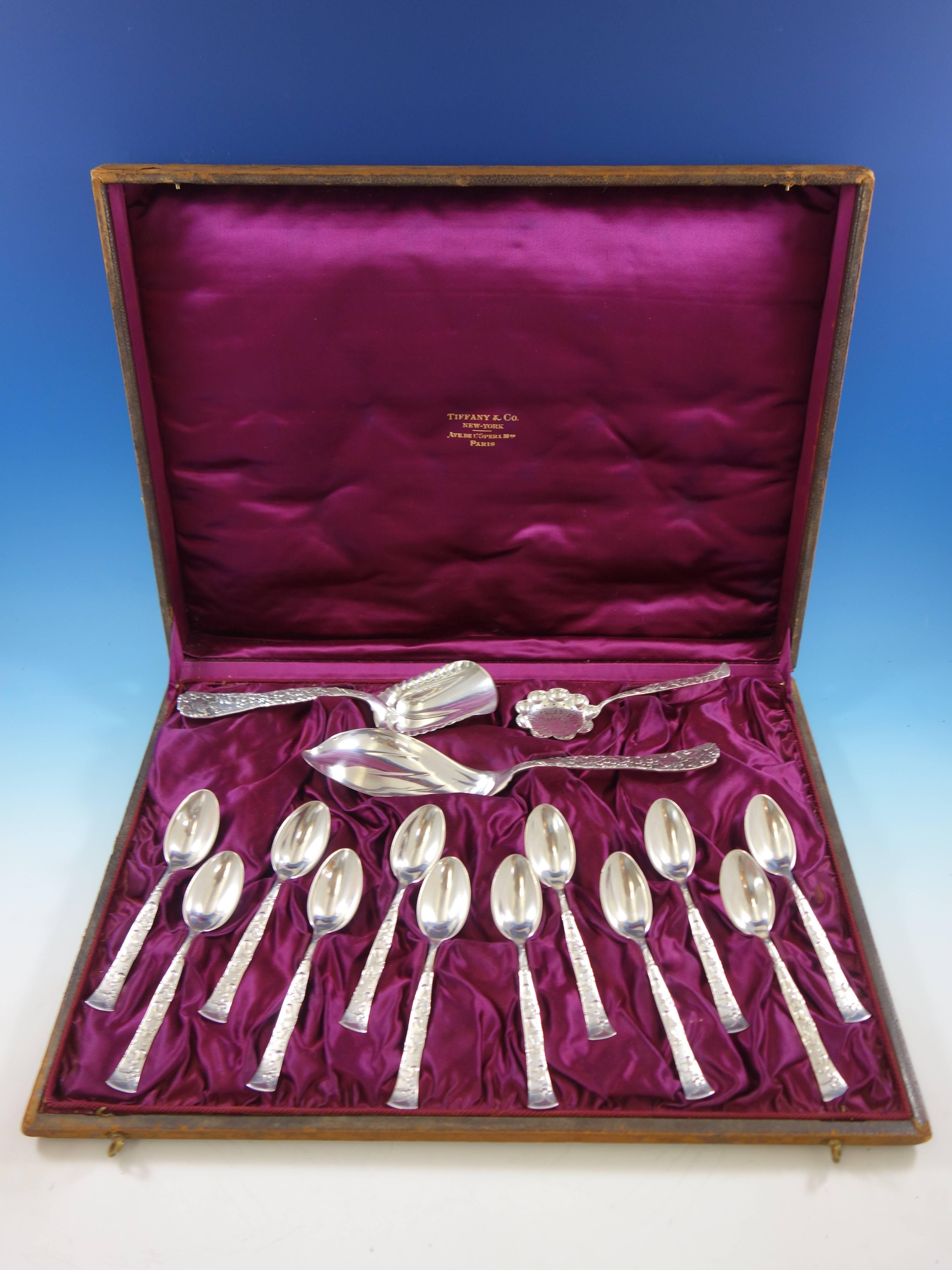 Vine by Tiffany & Co.
Outstanding antique Vine by Tiffany Sterling silver 15 piece ice cream set of 12 ice cream spoons with gourds - 6