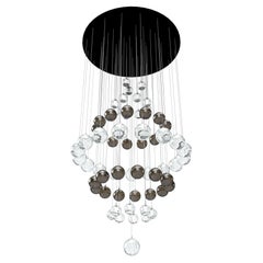 Vine Carousel Modern Chandelier in Grey and Clear Artisan Glass Globes
