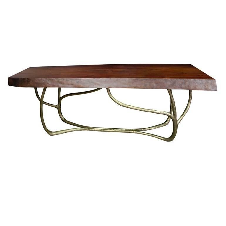 Cast Vine Console with Glass Top For Sale