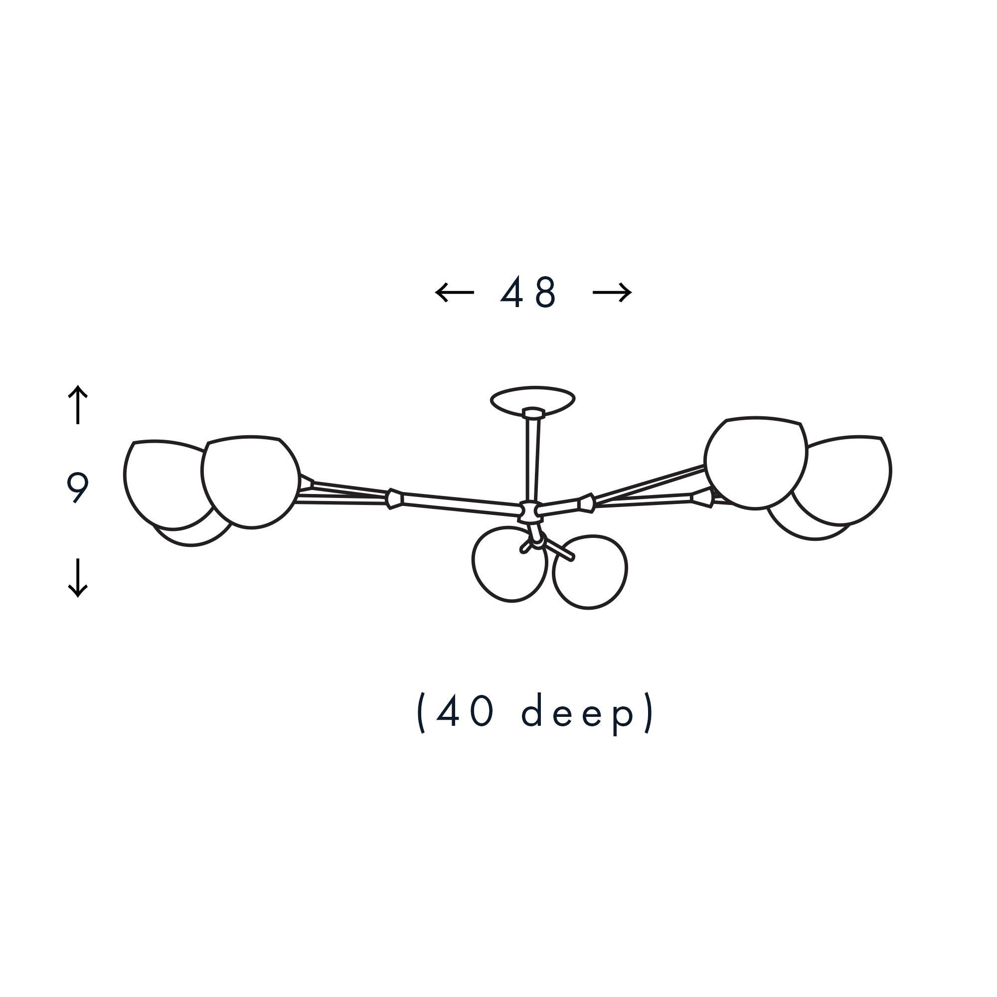 Vine Eight, araña escultórica de 8 luces, cerámica hecha a mano y latón cepillado en venta 5