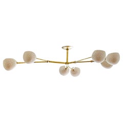 Vine Eight, 8-Light Sculptural Chandelier, Handmade Ceramic & Brushed Brass