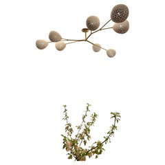 Vine Eight XL: Large Span Semi Flush Mount Brass Ceramic Chandelier