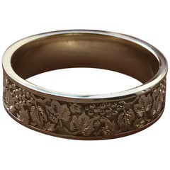 Vine Leaf and Grape Ring Band 14 Karat Yellow Gold, Ben Dannie