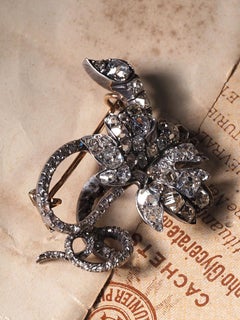 Vine Leaf antique brooch 18K gold silver Victorian era jewelry special person
