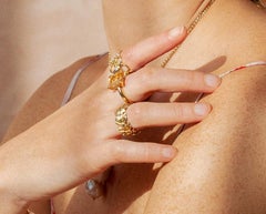 Anello con foglie di vite - Oro giallo 18 ct