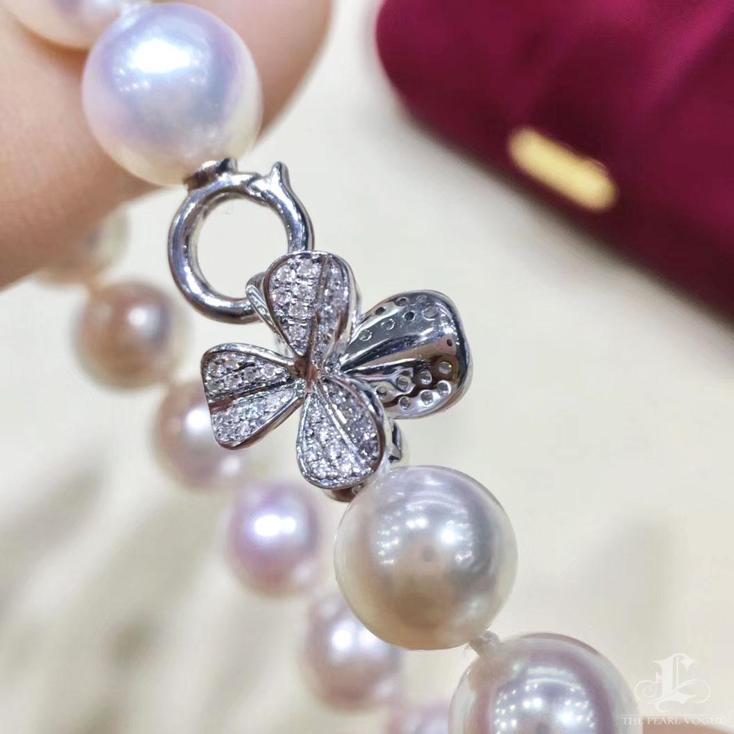 【Vine Symphony】Akoya Pearl Clover Diamond Bracelet For Sale 5