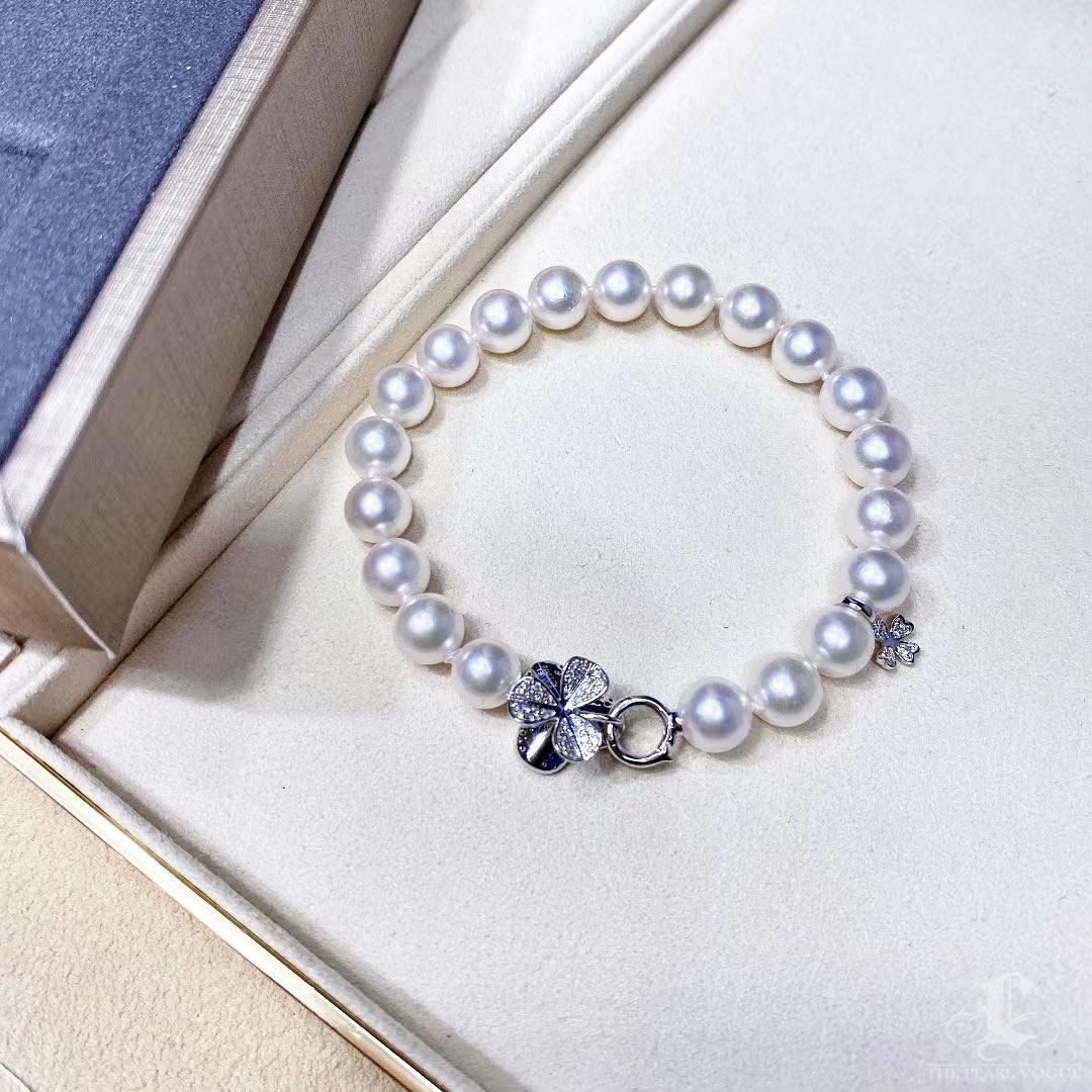 【Vine Symphony】Akoya Pearl Clover Diamond Bracelet For Sale 1