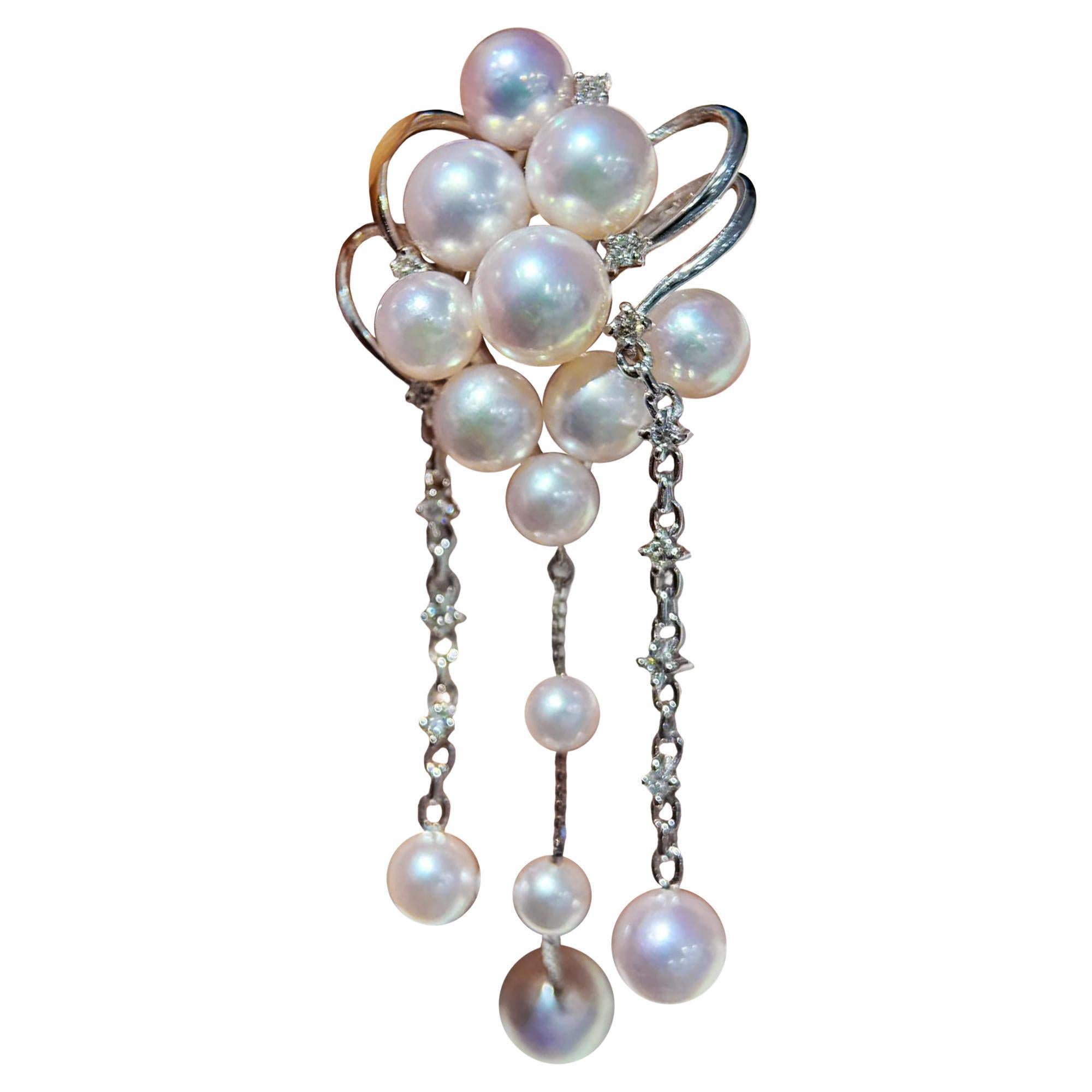 【Vine Symphony】Akoya Pearl
Diamond Convertible Pendant Brooch