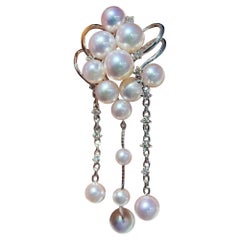 【Vine Symphony】Akoya Pearl & Diamond Convertible Pendant Brooch