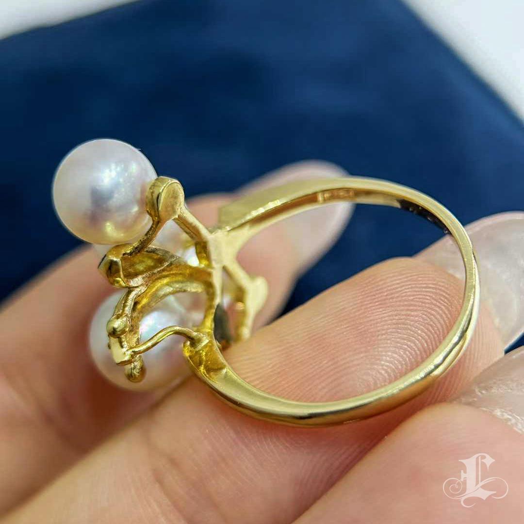 【Vine Symphony】Aurora Bague à grappes de perles d'Akoya avec diamants en vente 3