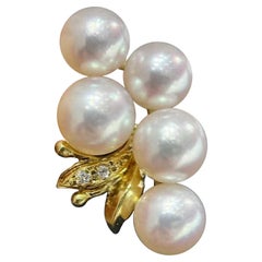 【Vine Symphony】Aurora Bague à grappes de perles d'Akoya avec diamants