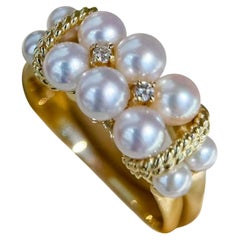 【Vine Symphony】Aurora Akoya Pearl & Diamond Garland Ring