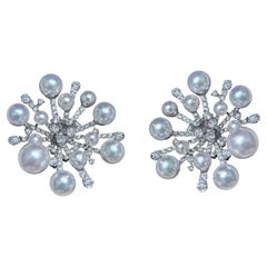 【Vine Symphony】Aurora Akoya Snowflake Diamond Earrings