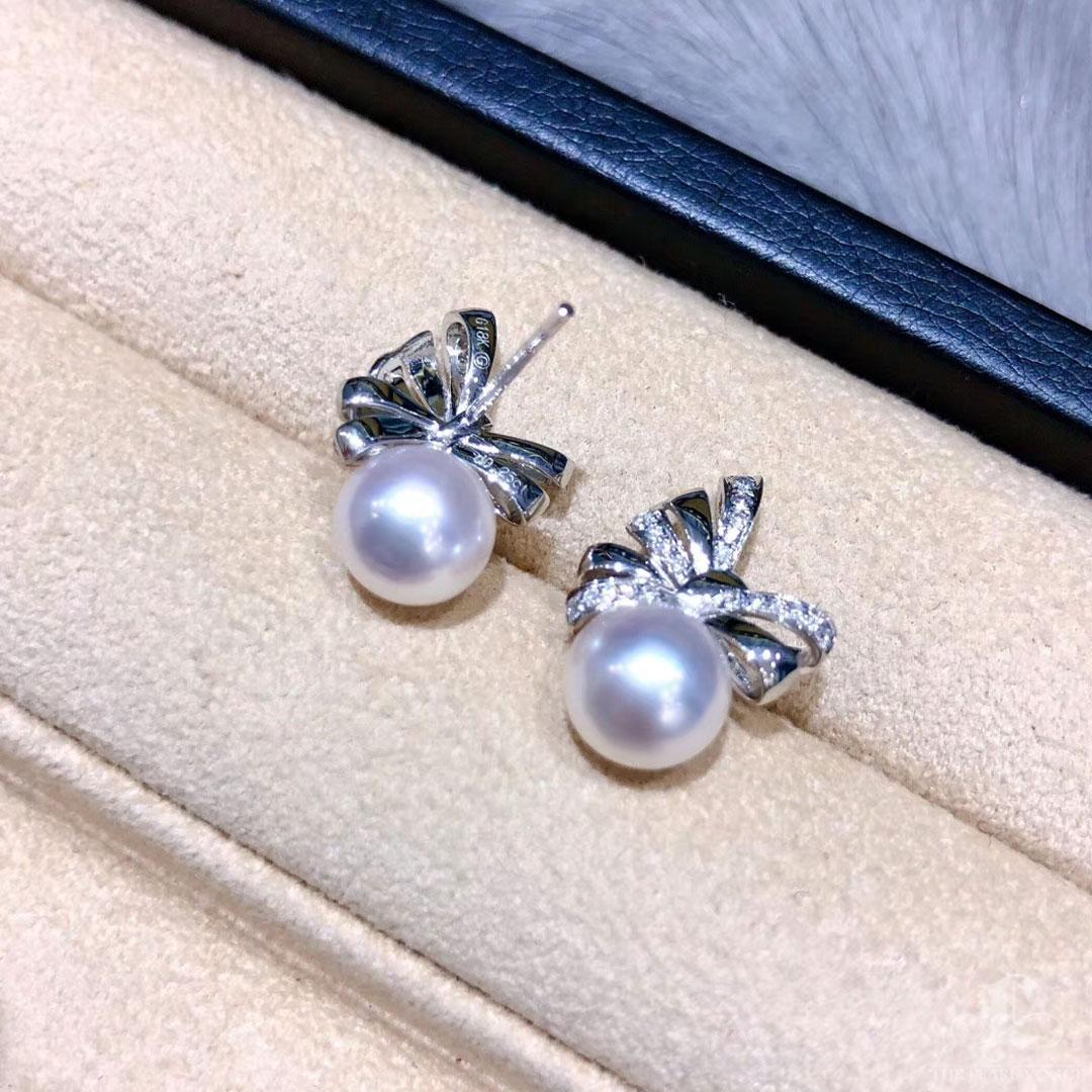 【Vine Symphony】Aurora Ribbon Akoya Pearl Diamond Set – Earrings & Pendant For Sale 2
