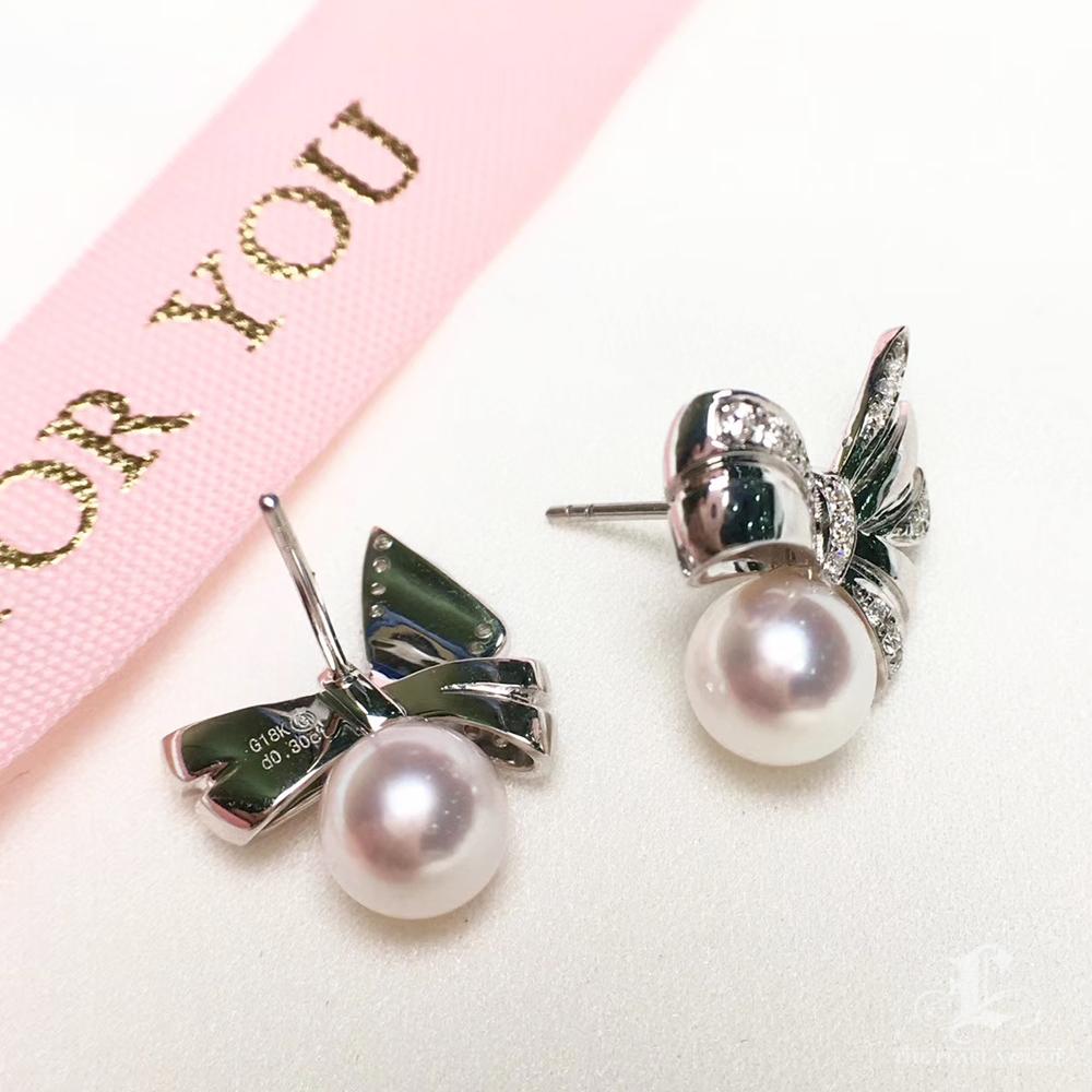 【Vine Symphony】Aurora Ribbon Akoya Pearl Diamond Set – Earrings & Pendant For Sale 4
