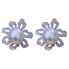 【Vine Symphony】Blossom Halo Aurora South Sea Pearl & Diamond Earrings