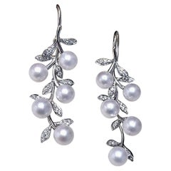 【Vine Symphony】Botanical Vine AAA Akoya Pearl & Diamond Gala Earrings