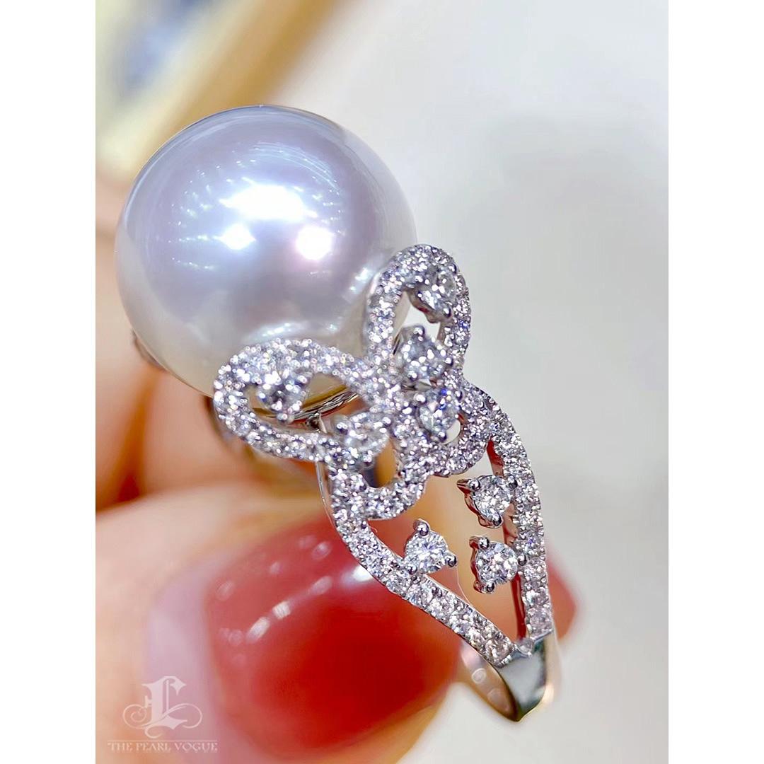 Women's 【Vine Symphony】Butterfly Embrace South Sea Pearl Diamond Ring For Sale
