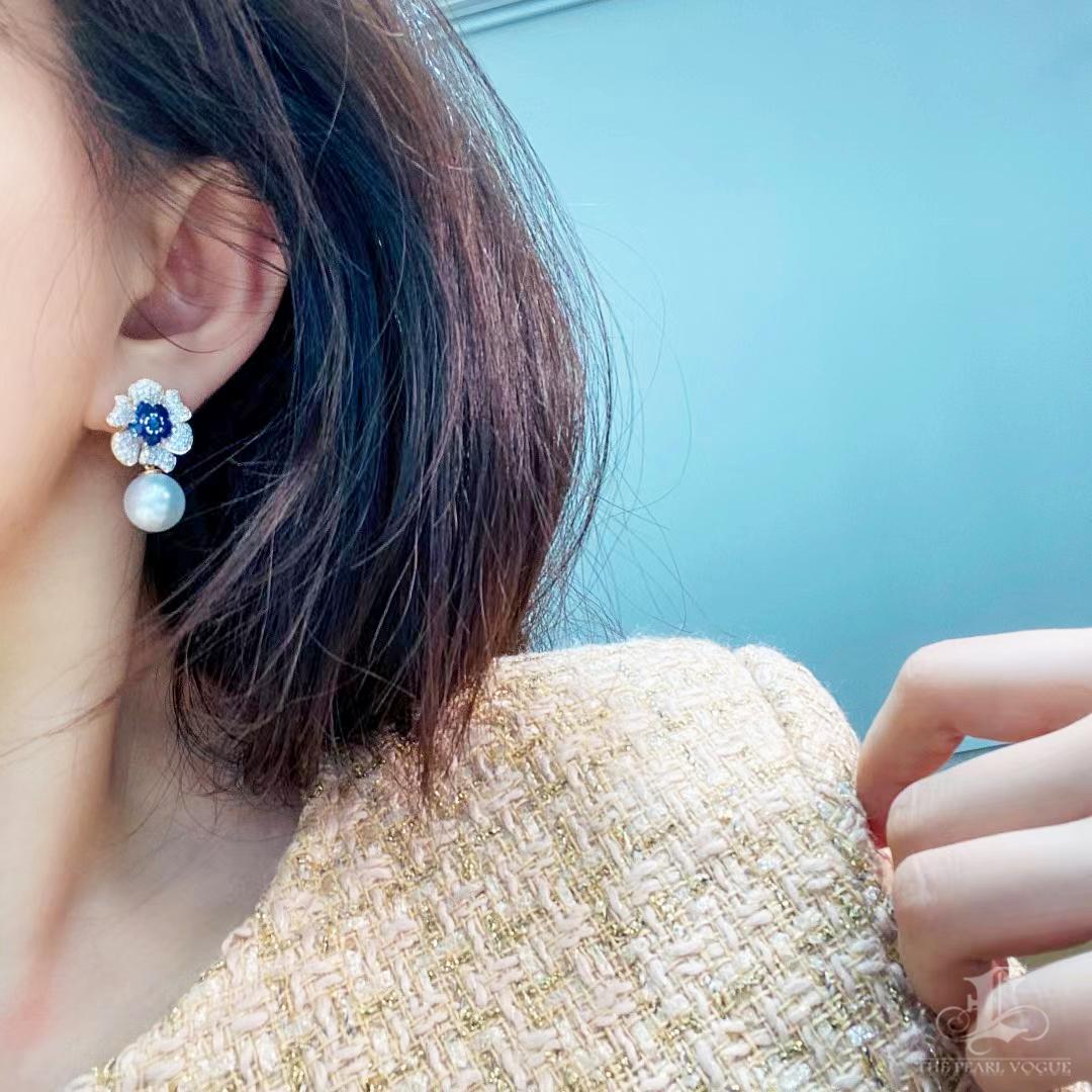 【Vine Symphony】Celestial Blossom Convertible South Sea Pearl Earrings For Sale 5