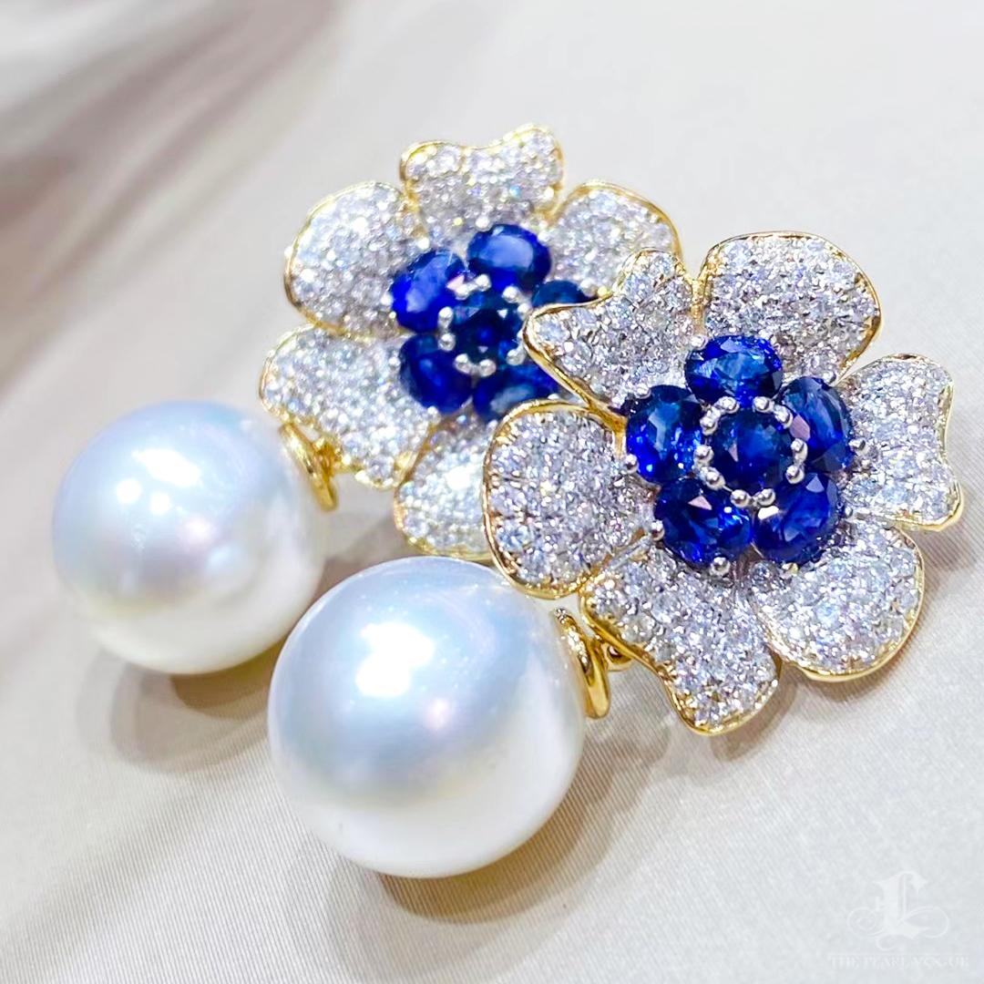 【Vine Symphony】Celestial Blossom Convertible South Sea Pearl Earrings For Sale 1